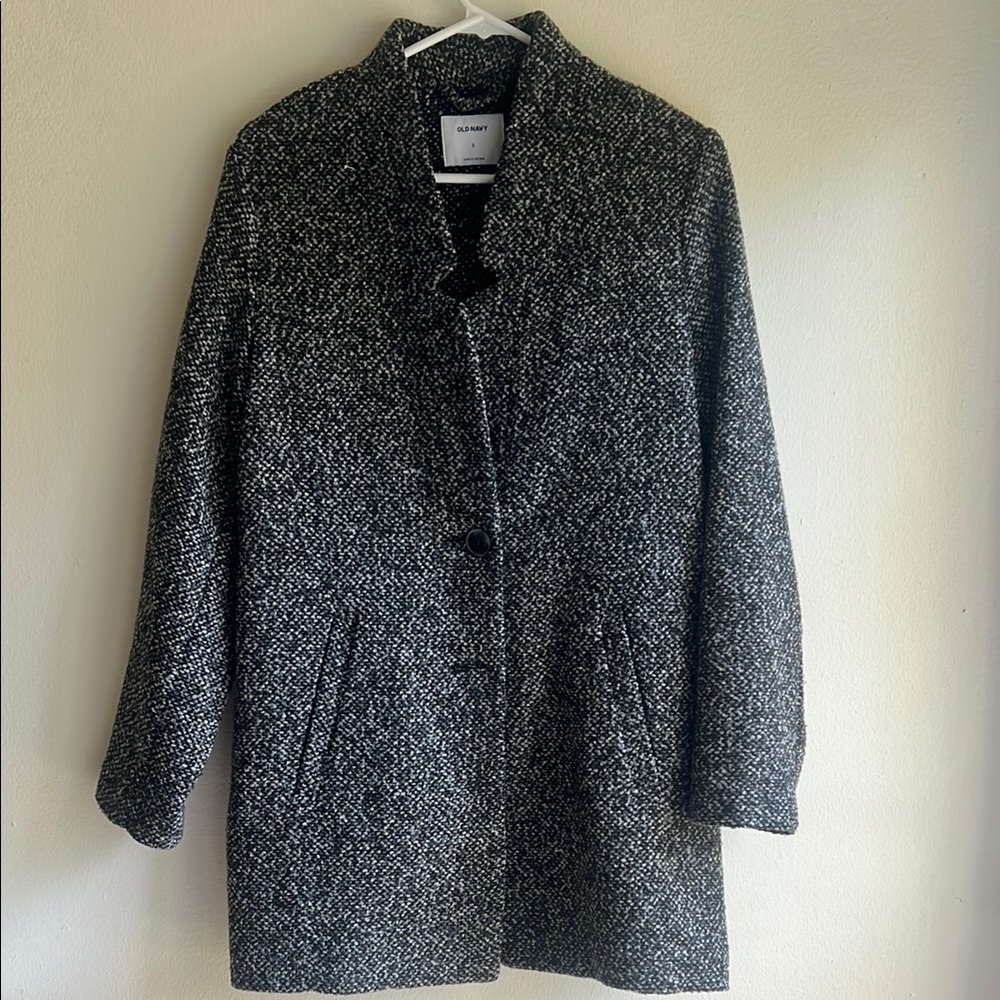 Old Navy Black and White Pea Coat